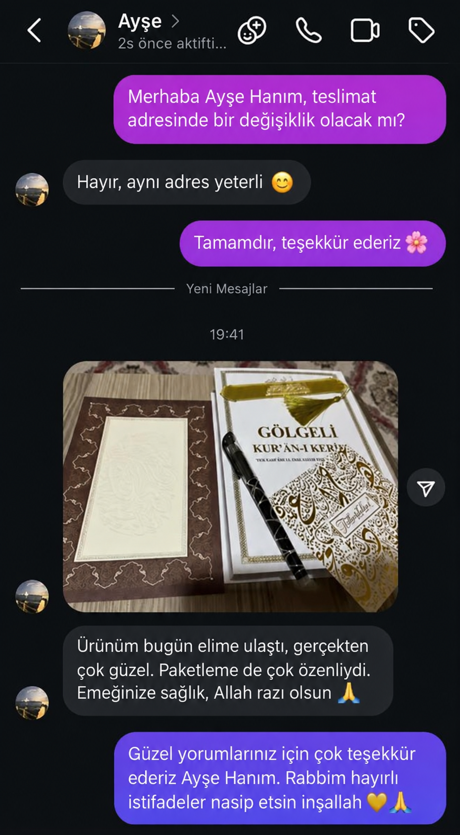 Gölgeli Kur’an-ı Kerim paylaşımı