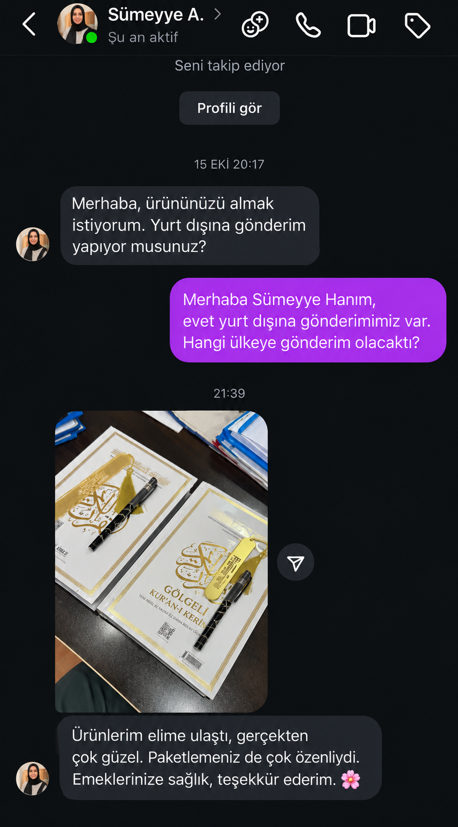 Gölgeli Kur’an-ı Kerim paylaşımı